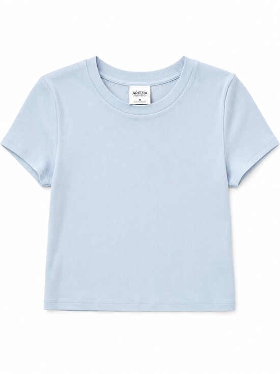 Aritzia Tops - NWT Aritzia Ribbed Light Blue Cropped Crewneck Tee